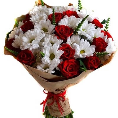 Букет из роз и хризантем "Вивьен" с доставкой по Сухому Логу